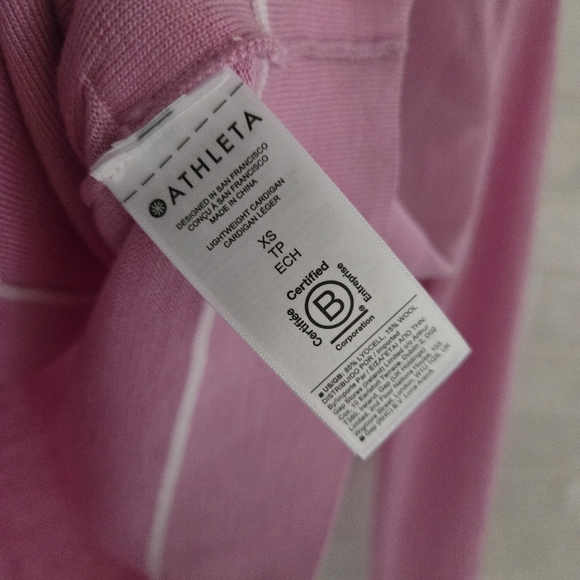 Athleta Lightweight Merino Wool Lyocell Button Cardigan Sweater Quartz Pink XS - Picture 6 of 8